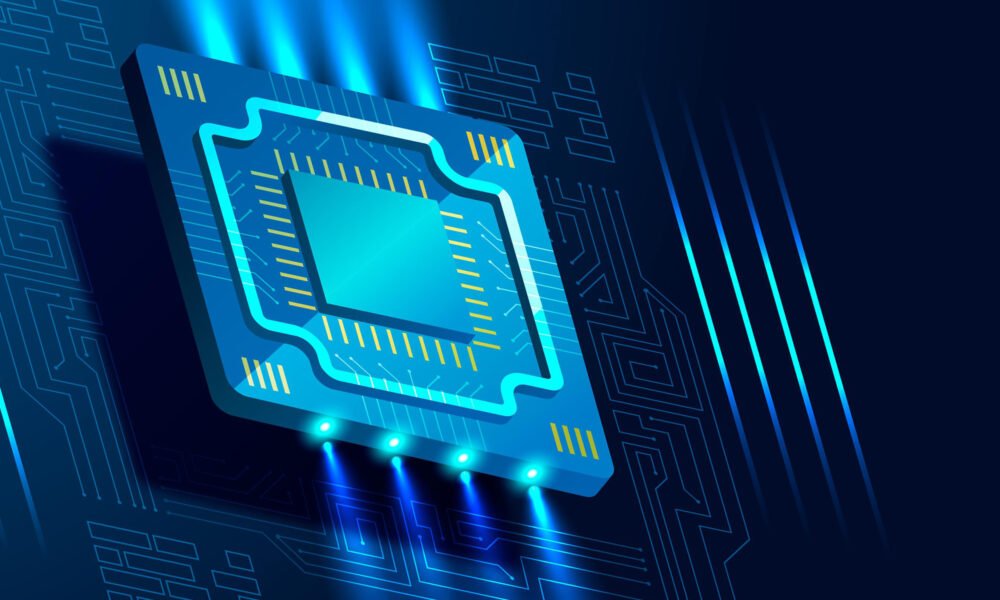 yapay zekâ ve ileri teknoloji sistemlerinin temelini oluşturan çip teknolojisini temsil eden illüstrasyon