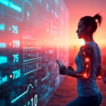 giyilebilir teknolojilerin sağlık takibi ve veri toplama ikilemini sorgulayan teknolojik illüstrasyon