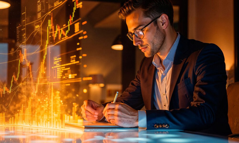 start-up yatırımlarında veri analizi ve finansal karar alma süreçlerini simgeleyen iş dünyası görseli