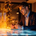 start-up yatırımlarında veri analizi ve finansal karar alma süreçlerini simgeleyen iş dünyası görseli