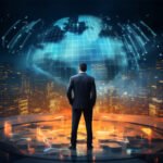 büyük teknoloji şirketlerinin küresel güç etkisini sorgulayan politik teknoloji görseli