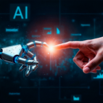 yapay zekânın iş dünyasındaki rol değişimini simgeleyen insan teknoloji etkileşimi