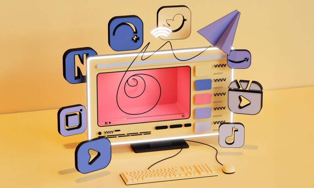 yapay zekâ ile video ses ve multimedya içerik üretimini temsil eden dijital medya görseli