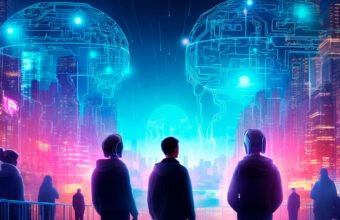yapay zekâ gelişimi ile toplumsal uyum arasındaki farkı anlatan metaforik görsel