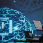 iş dünyasında yapay zekâ ile veri analizine dayalı karar alma süreçlerini anlatan kavramsal görsel