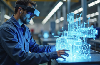 yapay zekâ ve artırılmış gerçeklik teknolojilerinin endüstriyel üretim süreçleri ve meslekler üzerindeki etkisini gösteren görsel